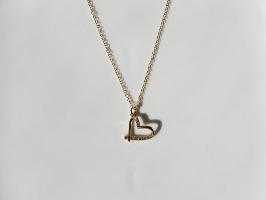 Necklace Heart with zircons gold plated 18k