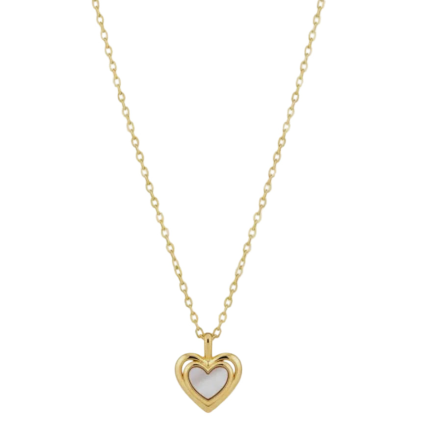 Heart white shell Necklace  – 18K Gold Plated
