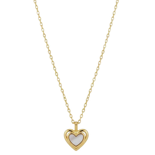 Heart white shell Necklace  – 18K Gold Plated