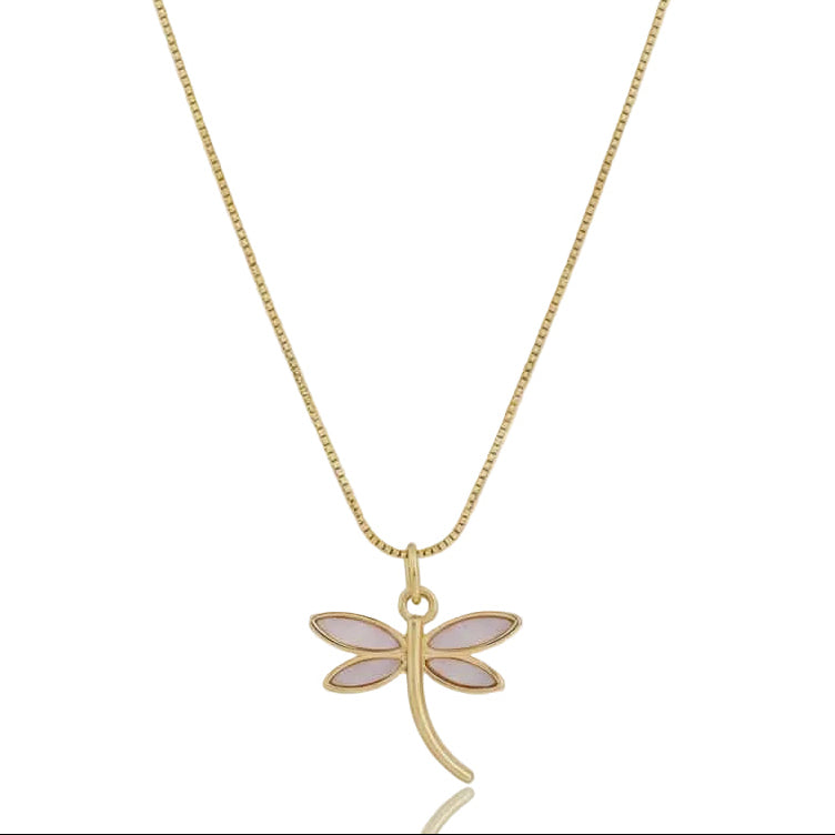 Dragonfly Shell Pendant Necklace  – 18K Gold Plated