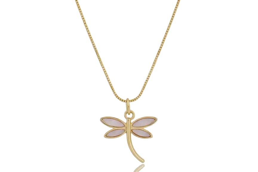 Dragonfly Shell Pendant Necklace  – 18K Gold Plated