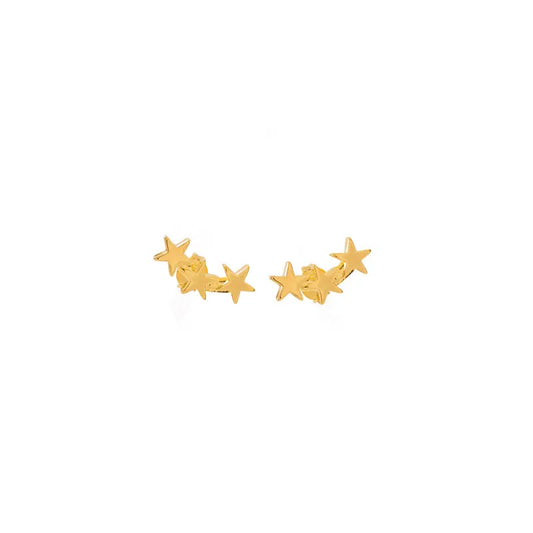 Triple Star Stud Earrings – 22K Gold Plated