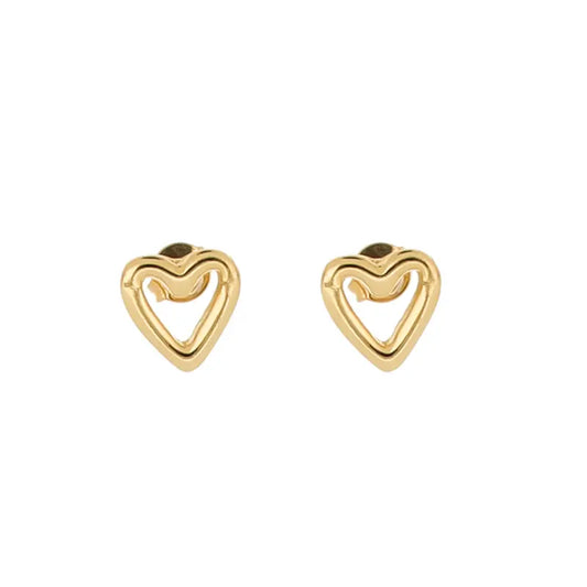 Heart Stud Earrings – 22K Gold Plated