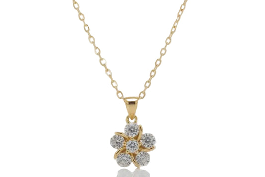 Flower Zirconia Pendant Necklace for Women – 18K Gold Plated