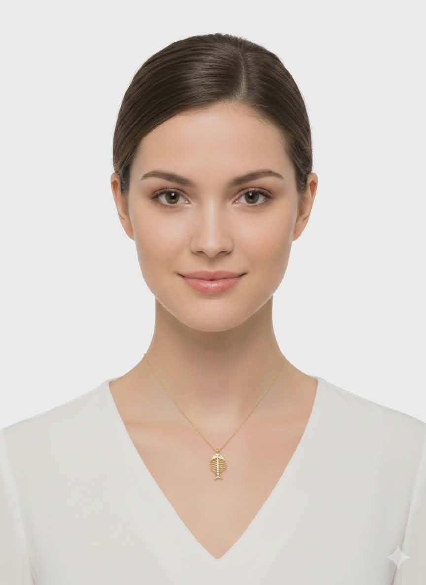 Skeleton Fish Necklace – 18K Gold-Plated