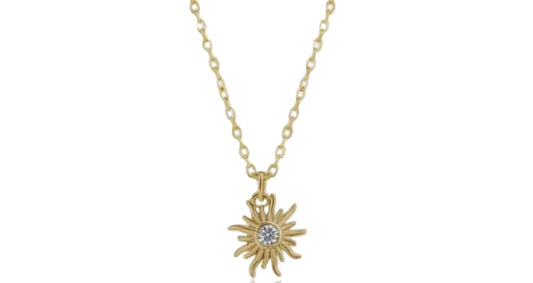 Sun Necklace with Zirconia – 18K Gold Plated