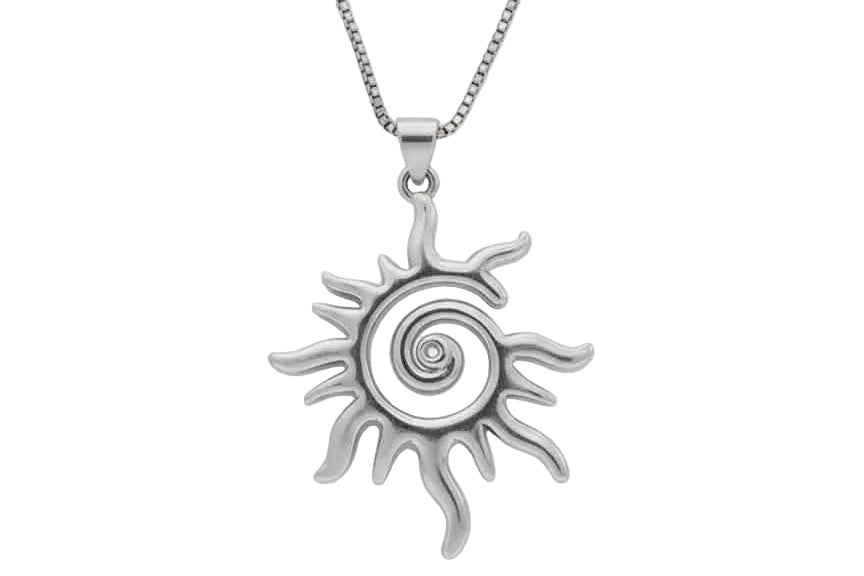 Ocean Sun Pendant Necklace for Women – Silver Plated