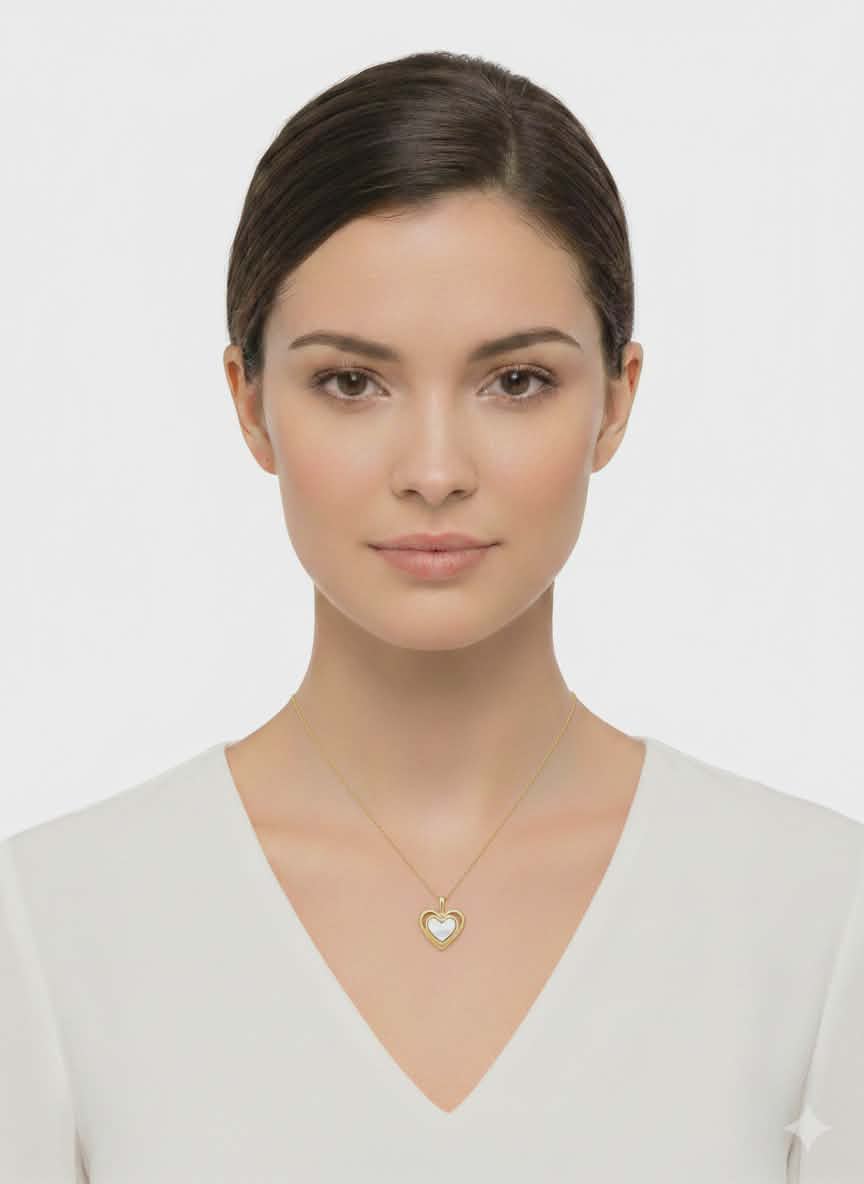 Heart white shell Necklace  – 18K Gold Plated