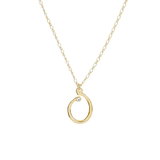Necklace oval  with crystal – 22K Gold Plated