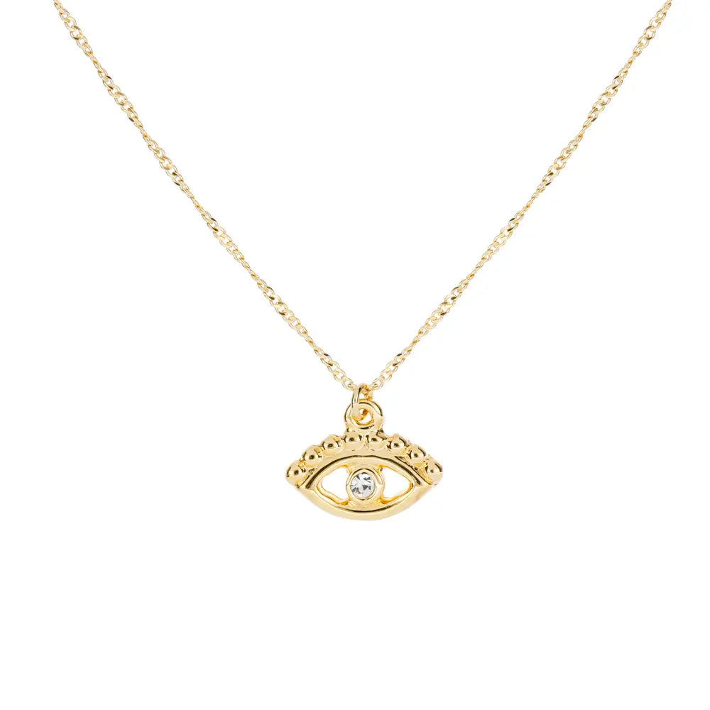 White Evil Eye Necklace – 22K Gold Plated
