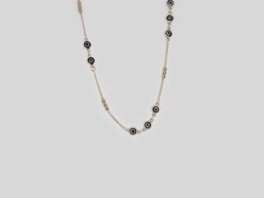 Black Evil Eye & Gold Necklace