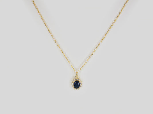 Gold plated necklace 18k. Beautiful handmade necklace with zircons pendant by Xatli. Gold plated necklace Canada. 18k gold plated chain. Blue zircon. Red zircon. small white zircons Affordable jewelry for every occasion.