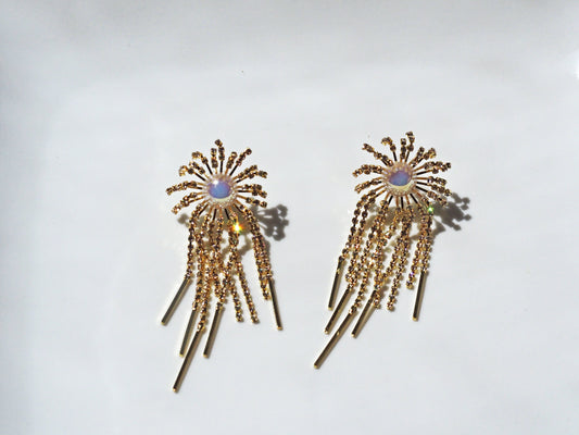 Jellyfish with zircons Earrings Gold plated 18k