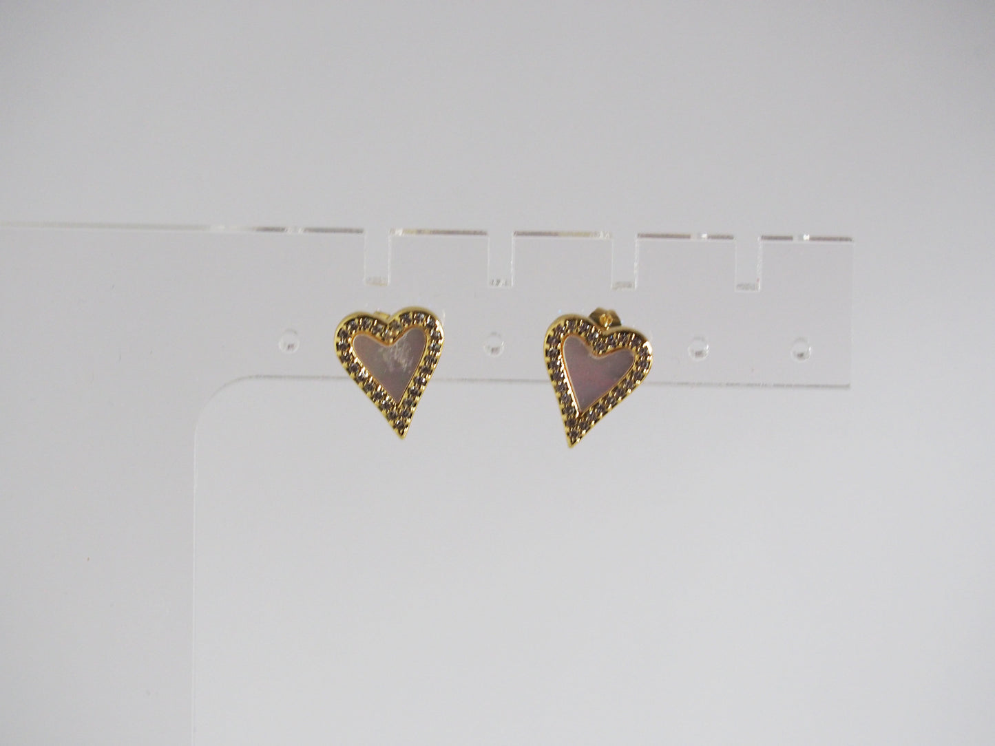 Heart Pearl & Zircons Studs