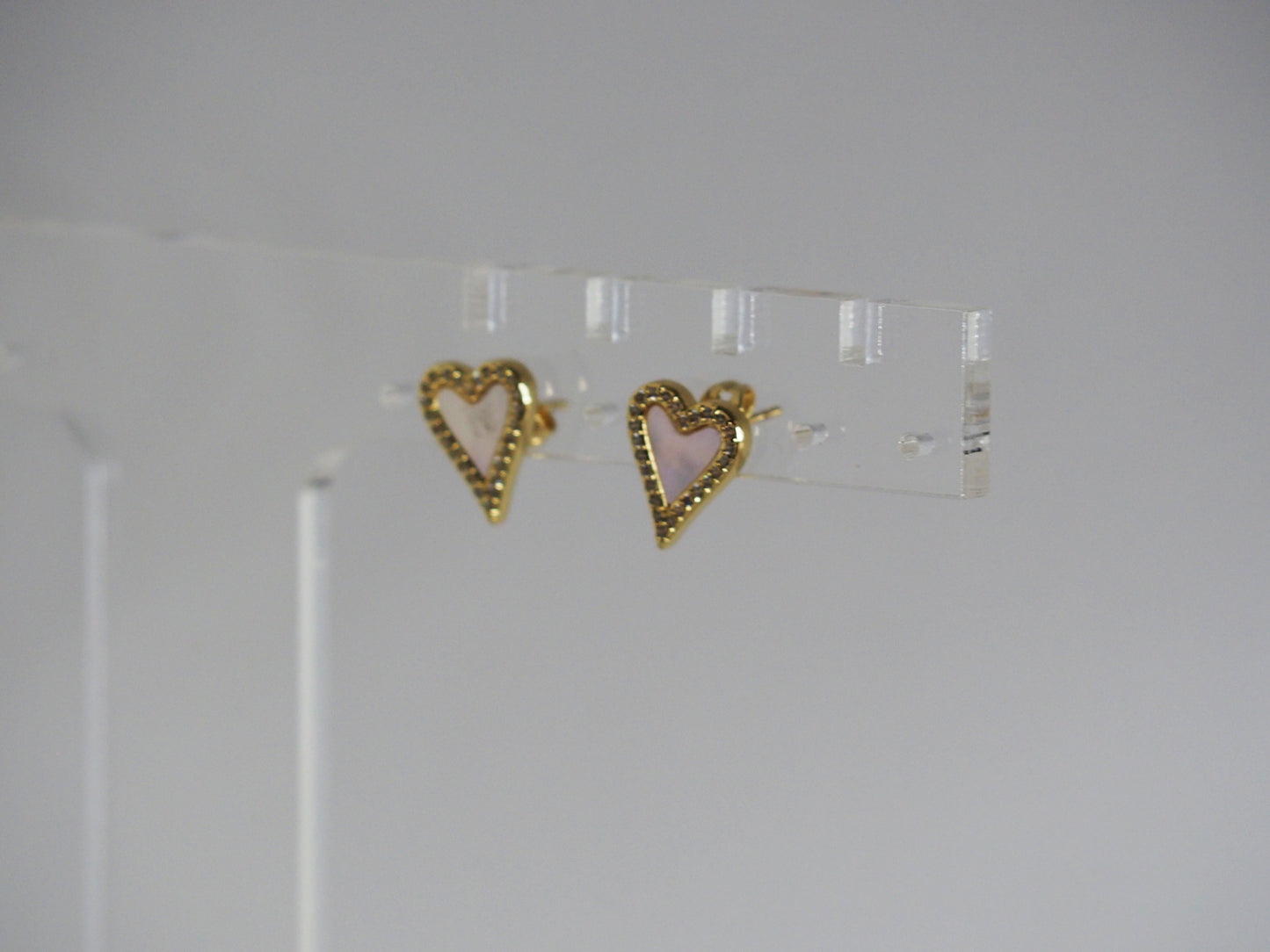 Heart Pearl & Zircons Studs