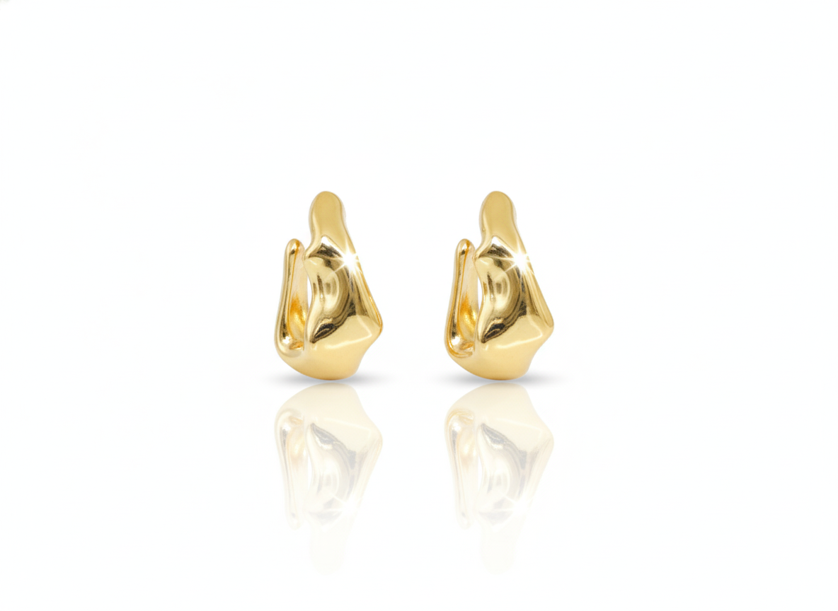 Hoops Chunky Square Shape Earrings - Gold Plated 18k