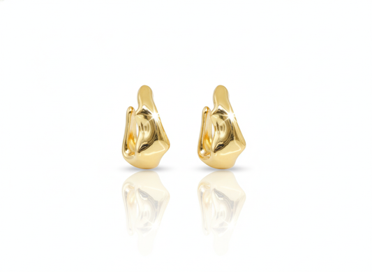 Hoops Chunky Square Shape Earrings - Gold Plated 18k