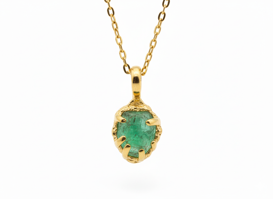 Green Stone Necklace – 18k Gold Plated