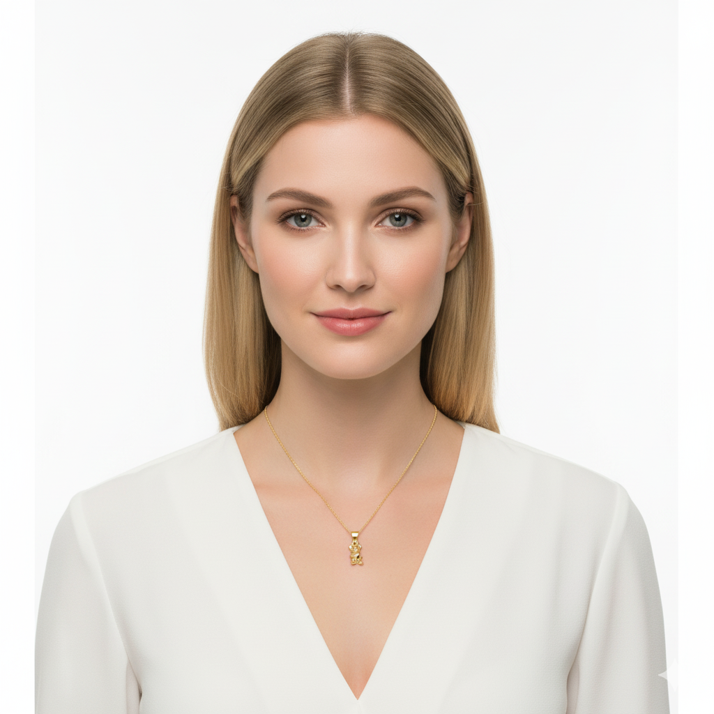 Bear with Heart Necklace| 22k Gold Plated