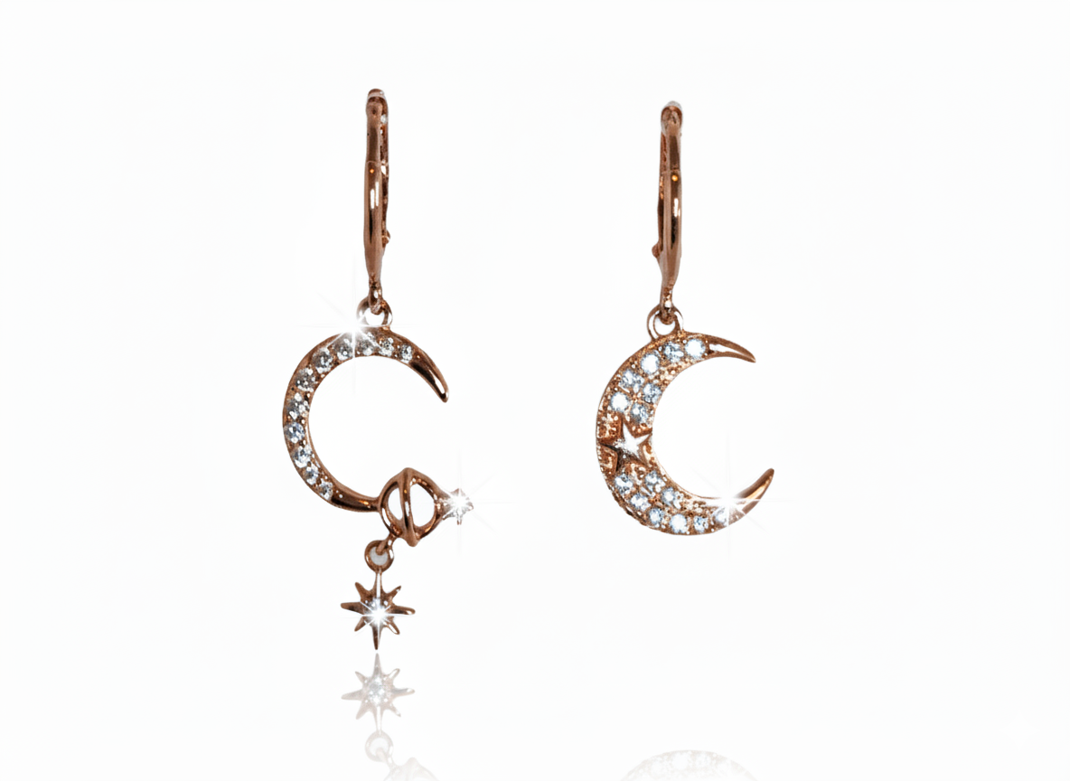 Huggies Rose Sterling Silver 925 with Noon and Star Design & Zircon