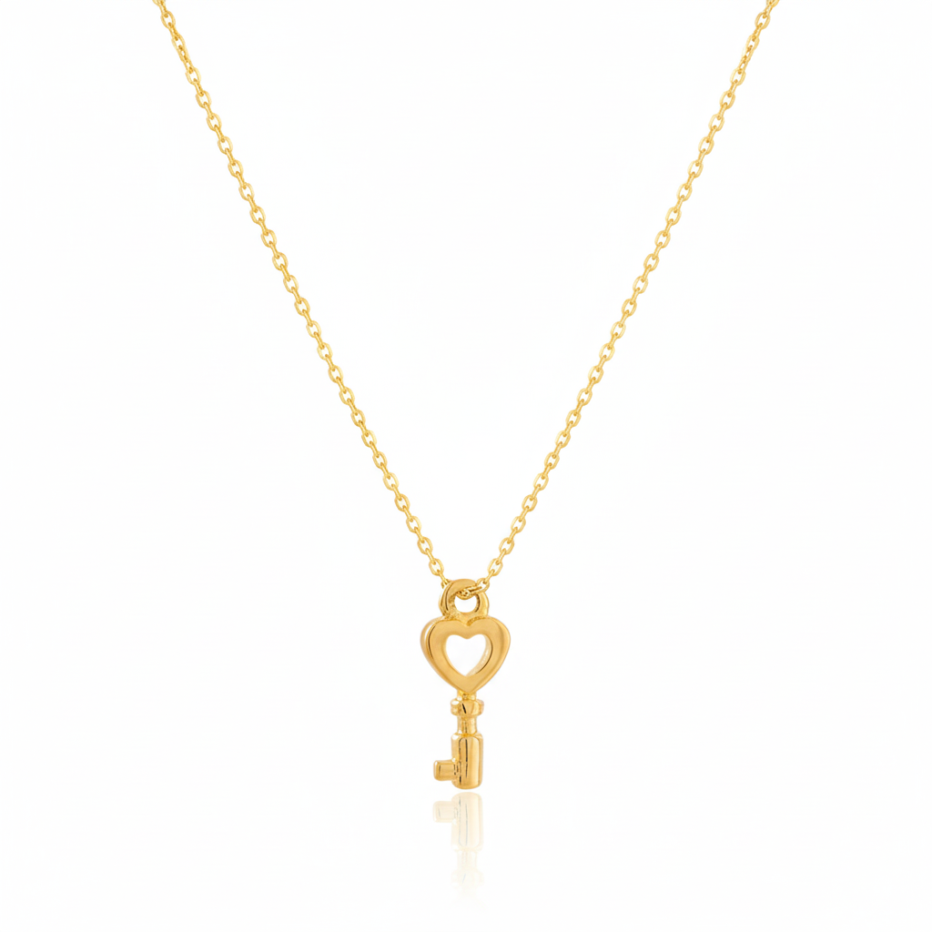 Key-Heart Necklace Gold Plated 22k