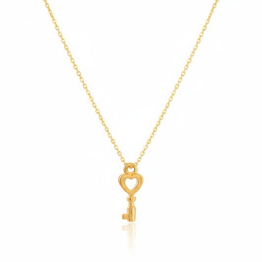 Key-Heart Necklace Gold Plated 22k