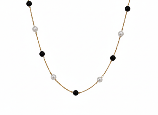 Black & White 18K Gold Plated Necklace