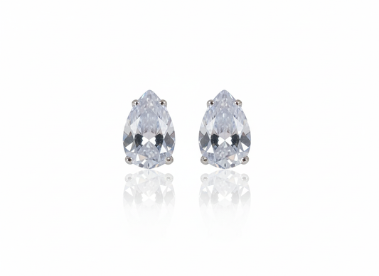White Drop Zirconia Earrings in Sterling Silver 925