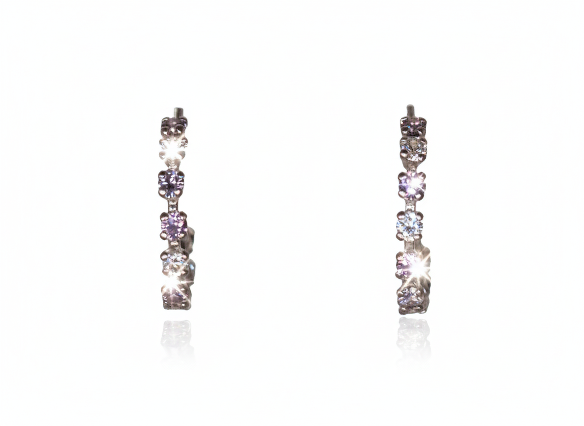 Lilac Hoops with Zirconia - Sterling Silver 925