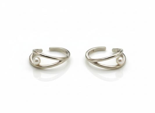 Earrings Earcuffs White Drop  Zirconia Sterling Silver 925
