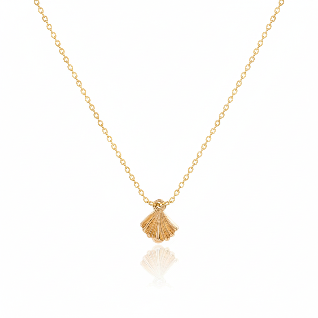 Necklace mini seashell texture-Gold plated 22k