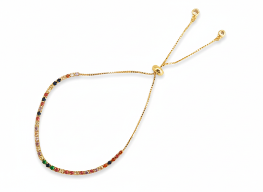 Multi-Color Bracelet with Zirconia in Gold Plated 18k