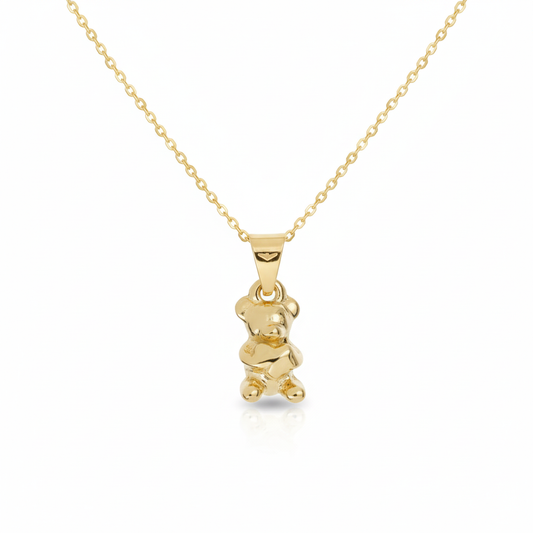 Bear with Heart Necklace| 22k Gold Plated