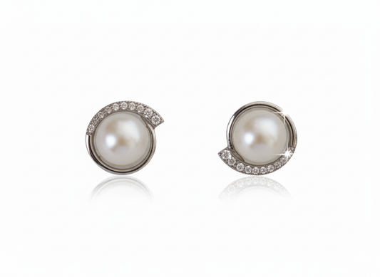Pearl & Zirconia Earrings in Sterling Silver 925