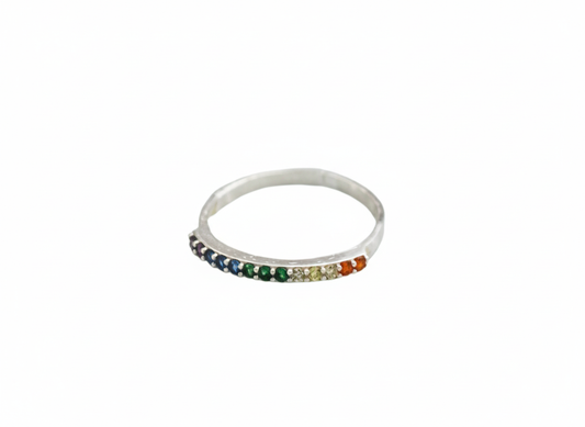 Rainbow Zirconia Ring Sterling Silver 925
