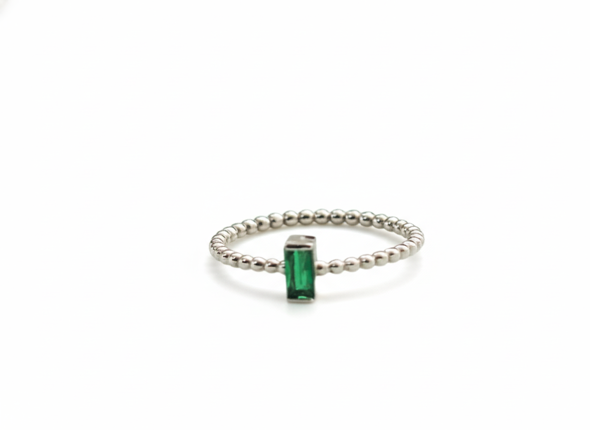 Green Zirconia Ring Sterling Silver 925