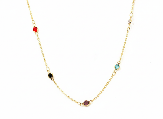 Crystal of Colors Necklace Chain Gold Plated 18k
