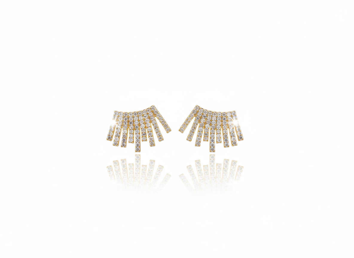 18k Gold Plated Zircon Waterfall Earrings