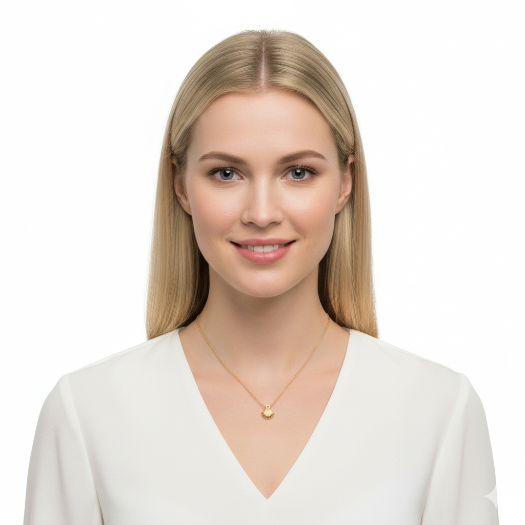 Necklace mini seashell texture-Gold plated 22k