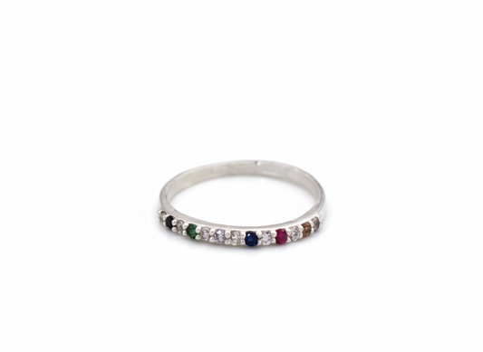 Beautiful Ring with Multi-Color Zirconia in Sterling Silver 925