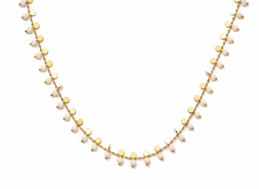 18K Gold-Plated Pink Crystals & Coins Necklace