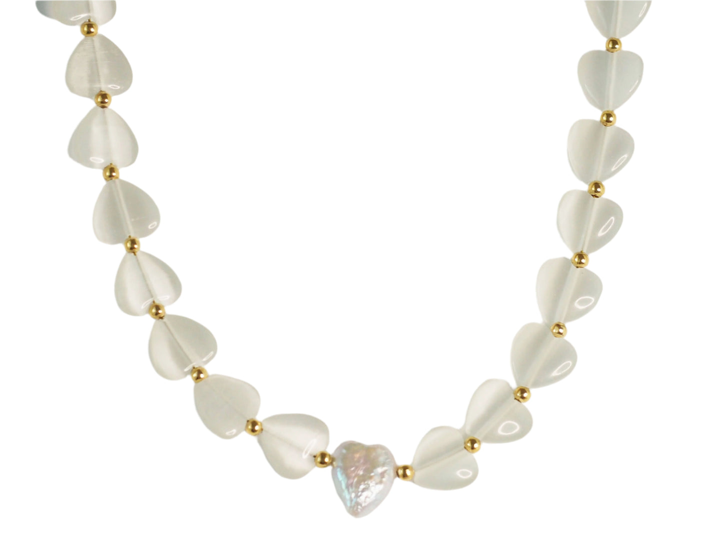 Heart of Agatha Necklace – White Heart Agatha Stone & Mother of Pearl