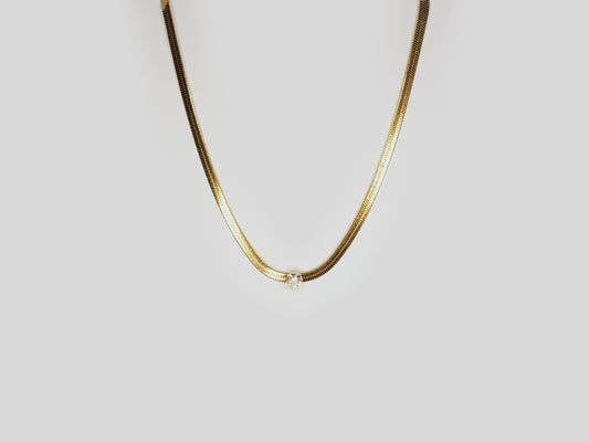 Gold plated necklace 18k. Beautiful handmade Gold plated plain chain necklace with Zircon by Xatli. Gold plated necklace Canada. 18k gold plated chain. Affordable jewelry for every occasion.