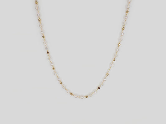 Gold plated necklace 18k. Beautiful handmade necklace with crystals and pearls by Xatli. Gold plated necklace Canada. 18k gold plated chain. Affordable jewelry for every occasion.