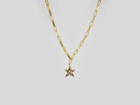 Gold plated necklace 18k. Beautiful handmade necklace with star pendant with color zircons by Xatli. Gold plated necklace Canada. 18k gold plated chain. Affordable jewelry for every occasion.