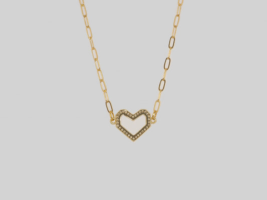 Heart gold pendant with zircons. Gold Plated 18k Necklace Beautiful handmade necklace. Gold plated chain necklace with heart pendant in gold with zircons by Xatli. Gold plated necklace Canada. 18k gold plated chain. Affordable jewelry for every occasion.