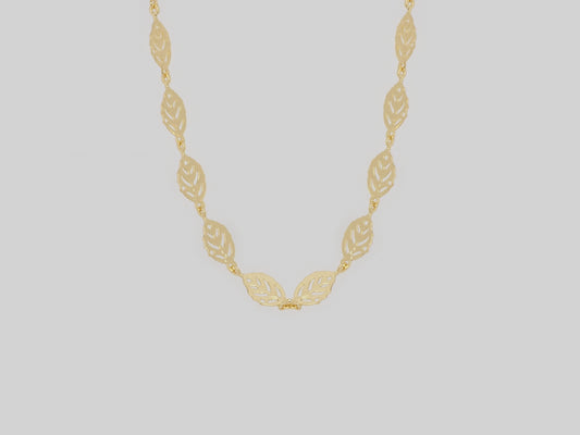 Leaf chain Made Gold Plated 18k .Beautiful handmade necklace. Gold plated chain necklace with leaves like links by Xatli. Gold plated necklace Canada. 18k gold plated chain. Affordable jewelry for every occasion.