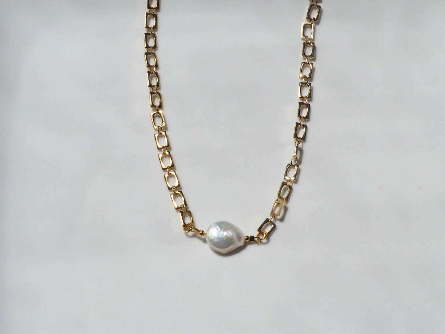 Necklace Pearl Square Chain