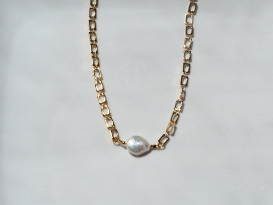 Necklace Pearl Square Chain