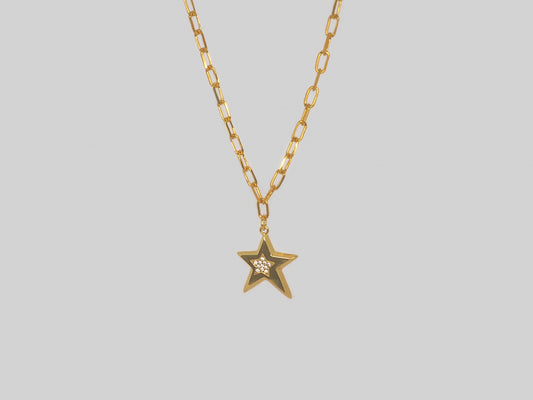 Star gold pendant with zircons. Gold Plated 18k Necklace Beautiful handmade necklace. Gold plated chain necklace with star pendant in gold with zircons by Xatli. Gold plated necklace Canada. 18k gold plated chain. Affordable jewelry for every occasion.